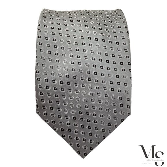 DOLCEPUNTA Gray Geometric Luxury Silk Tie Made In Italy W: 3.5" EX COND - Picture 3 of 6